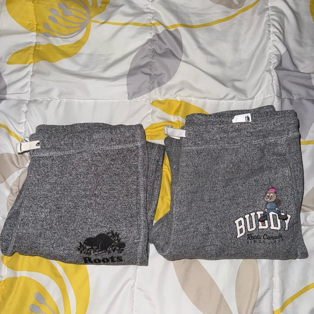 Roots 14Y (2 Pairs) Kids Salt & Pepper Sweatpants